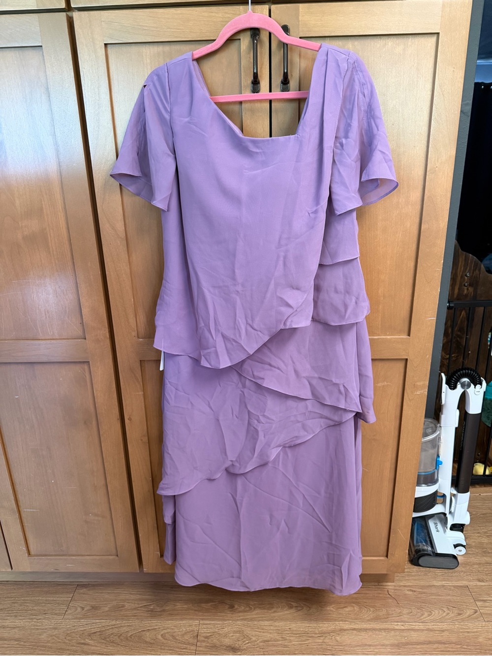 Lavender Tiered Maxi Dress with Short Sleeves